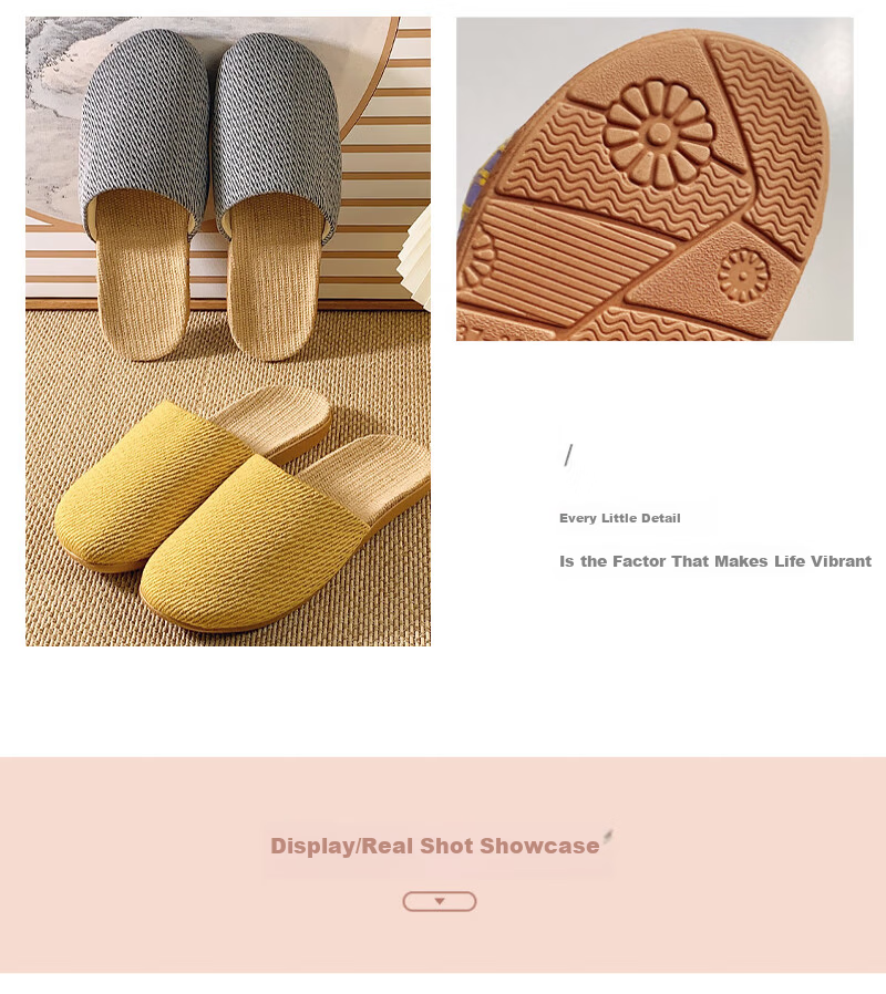 FOOTOPPO Baotou Linen Japanese Style Unisex Slip-On Anti-Slip Summer Indoor Home Slippers 2
