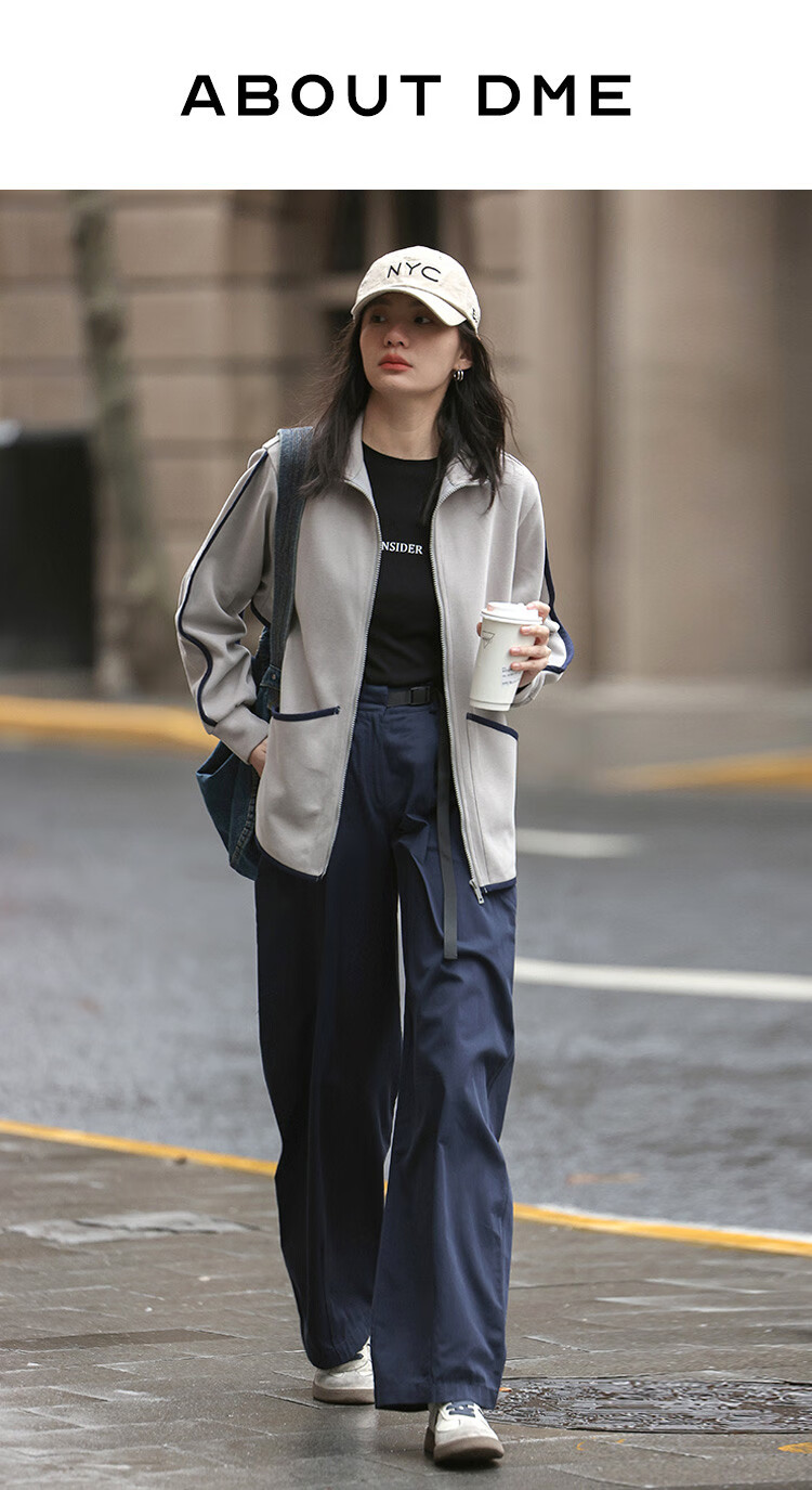 Dme [Stand-Up Collar Contrasting Trim Sweatshirt], Spring And Autumn Design, Stylish, Slimming, Long-Sleeve Casual Jacket for Wome 2