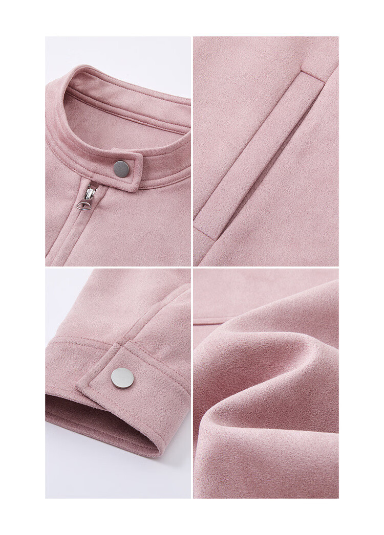 MT Urban Chic Spring Sweet Cool Biker Style Stand Collar Short Straight Zipper Casual Women's Jacket 14