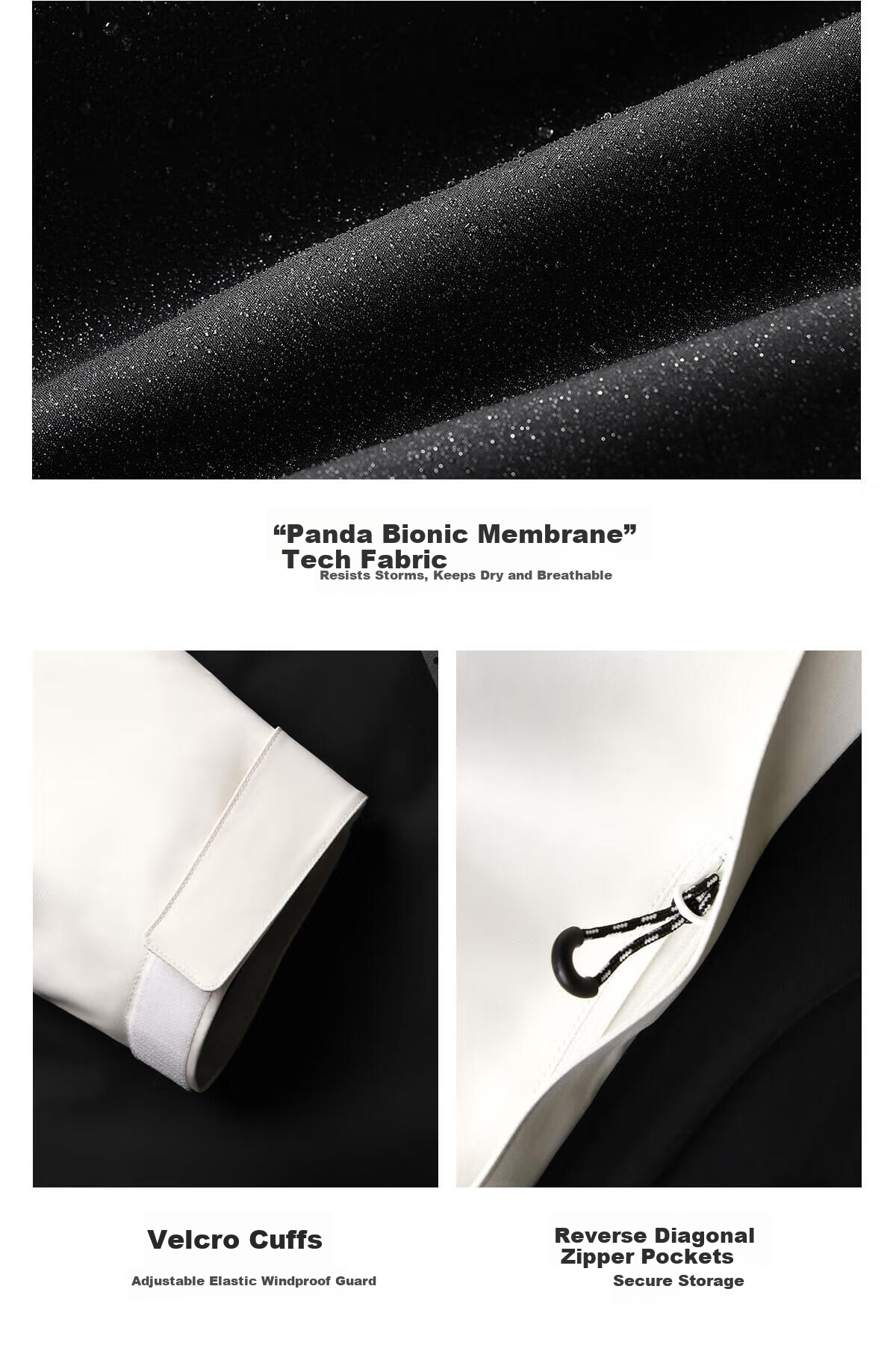 Panda Zhang Yuxi Style Play Wild 3-in-1 Waterproof Windproof Colorblock Mountaineering Jacket R611 Phantom Black, S 25