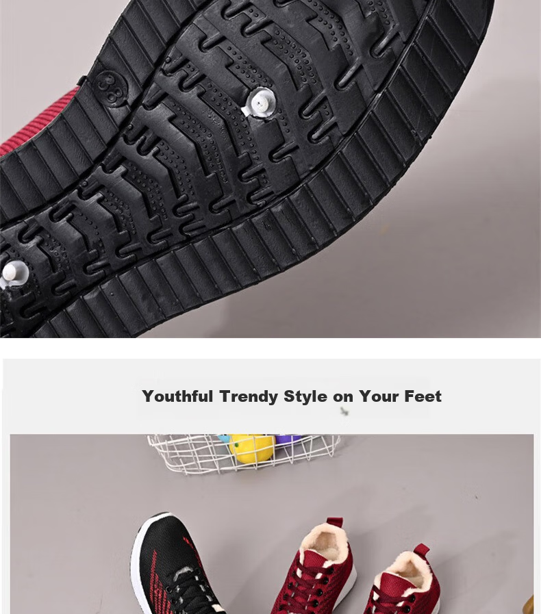 FOOTOPPO Women's Sports Cotton Shoes Elderly Winter Warm Plush Casual Shoes for Moms 6