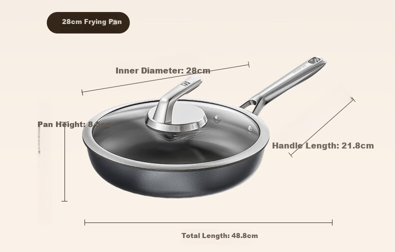 Alluflon Aluflon Pure Titanium Non-Coated Non-Stick Frying Pan Flat Bottom High-Temperature Resistant 32cm 20