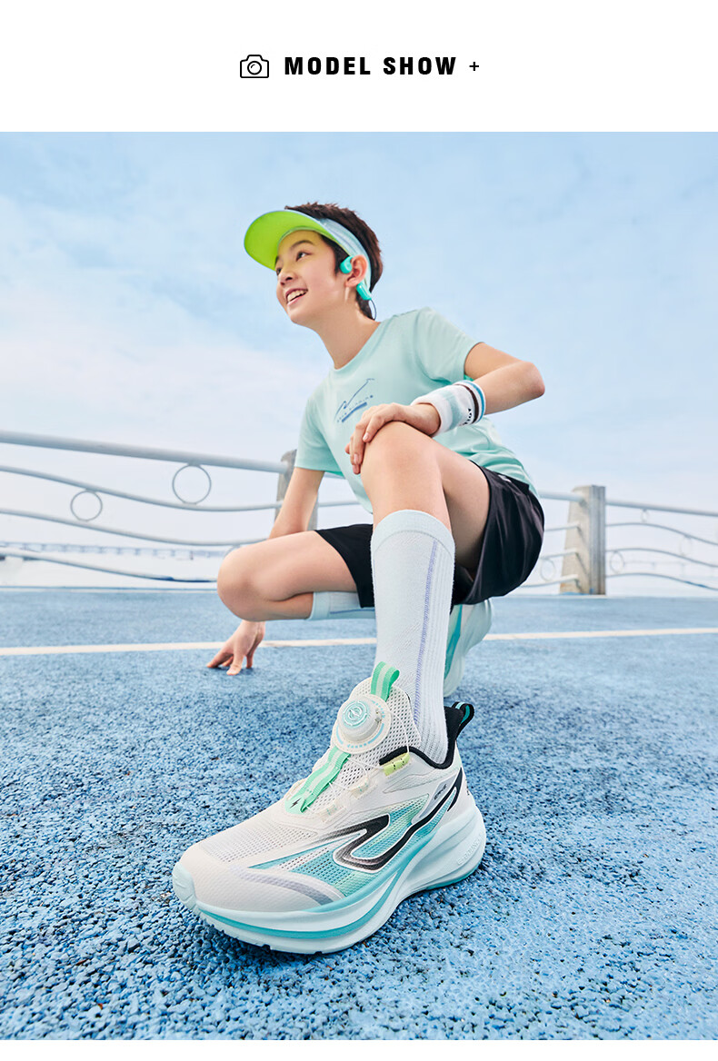 ERKE Kids Unisex Knob Buckle Sports Shoes Children's Cushioning Durable Running Shoes Microcrystalline White/Black Size 40 16