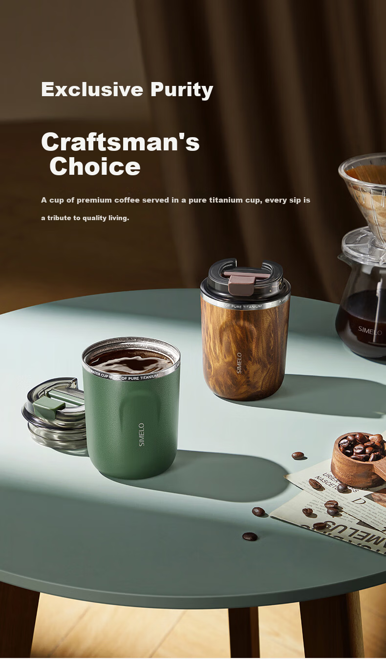 SIMELO Pure Titanium Insulated Water Bottle for Men High-Value Titanium Coffee Cup Birthday Gift 220ML 17