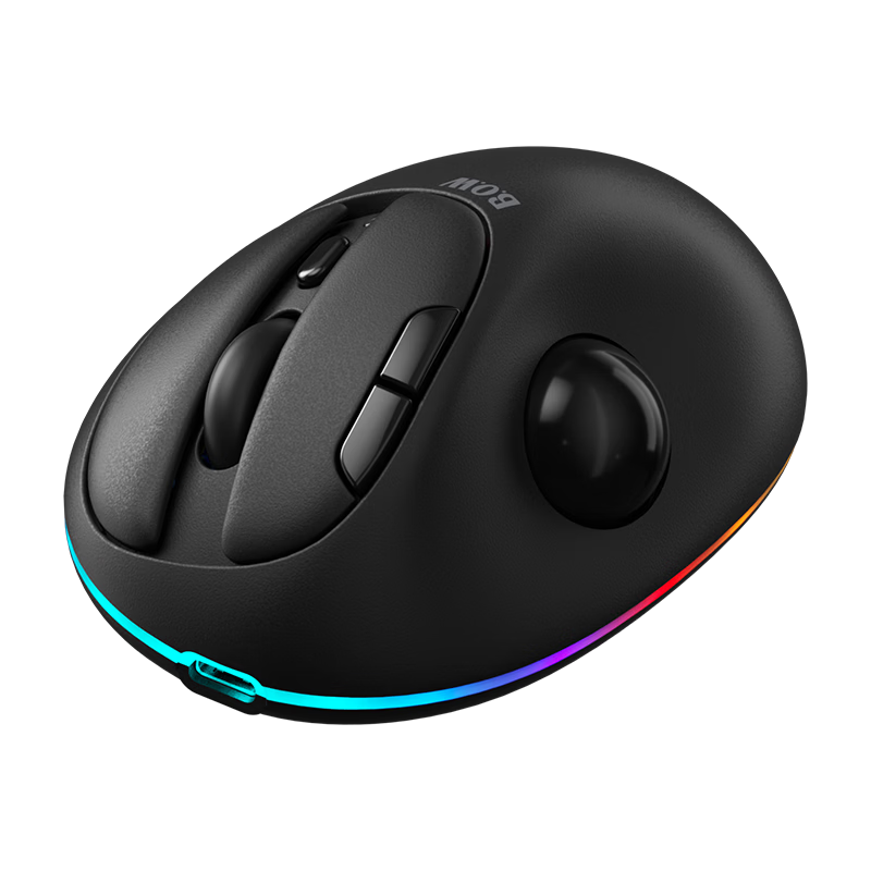 B.O.W Hangshi M100BDL Trackball Ergonomic Wireless Bluetooth Dual-Mode Rechargeable Mouse Black for Tablet Laptop Drawing Professional Design Office Universal Mouse