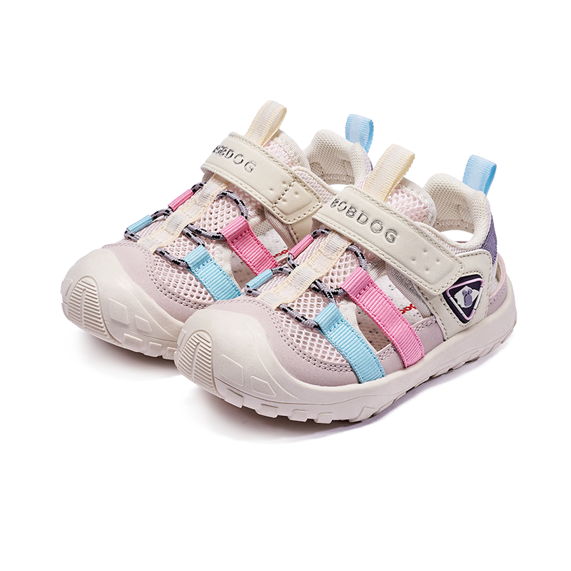 BOBDOG Kids Sandals Baby Walking Shoes 26 Summer New Hollow Breathable Girls Shoes Light Pink/Outdoor Purple 24