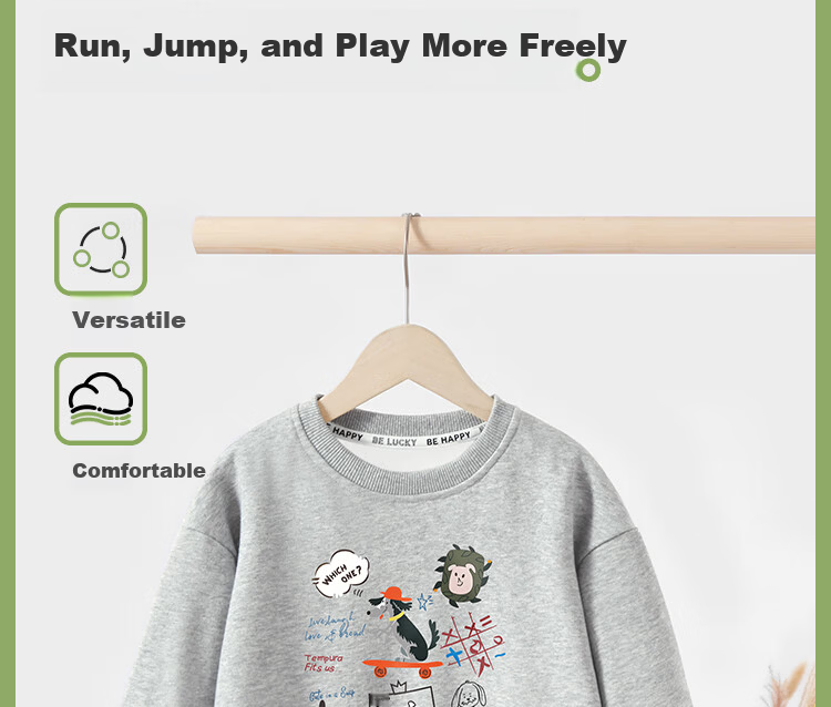 Badibadi Spring and Autumn Baby Toddler Sweatshirt American Style Unisex Comfortable Trendy Beige 1973 100 3