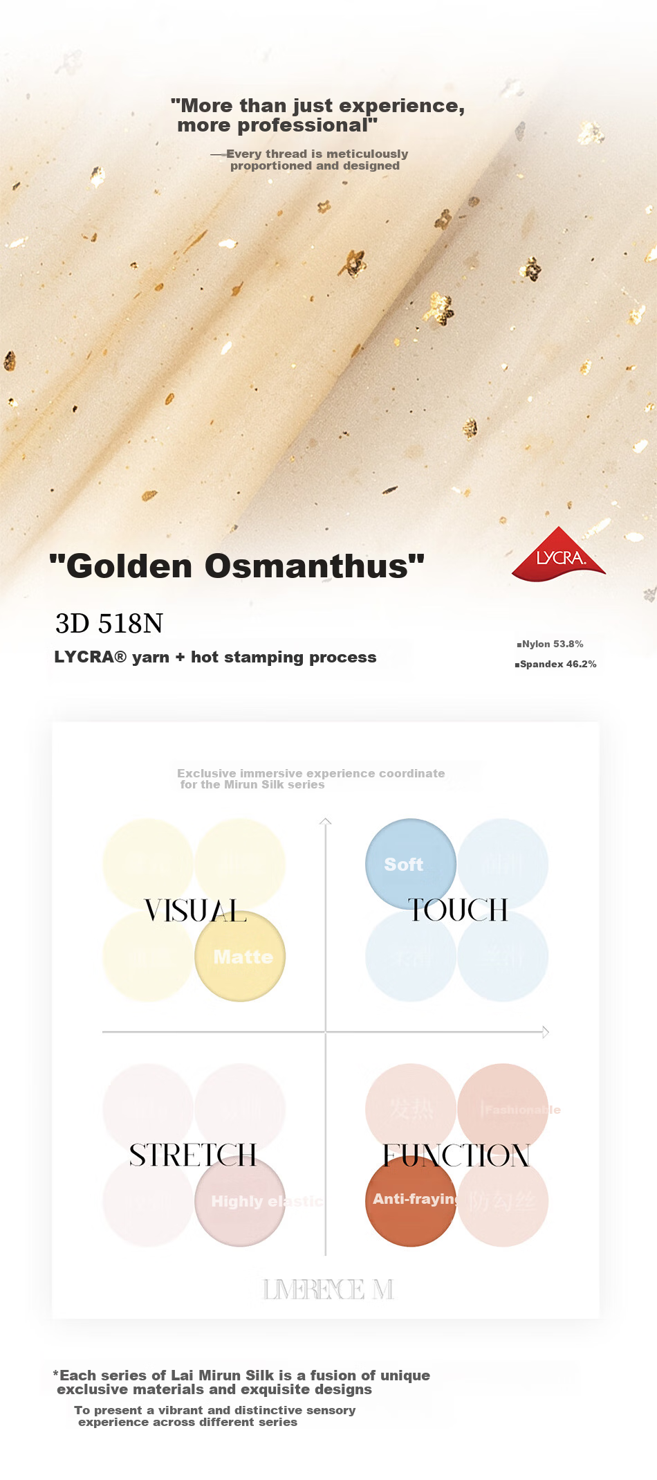 Laimi Runsi [Osmanthus] 3D Ultra-thin Osmanthus Scented Stockings Low-waist Seamless Sexy Pantyhose Brown Gold 1 Pair One Size 6