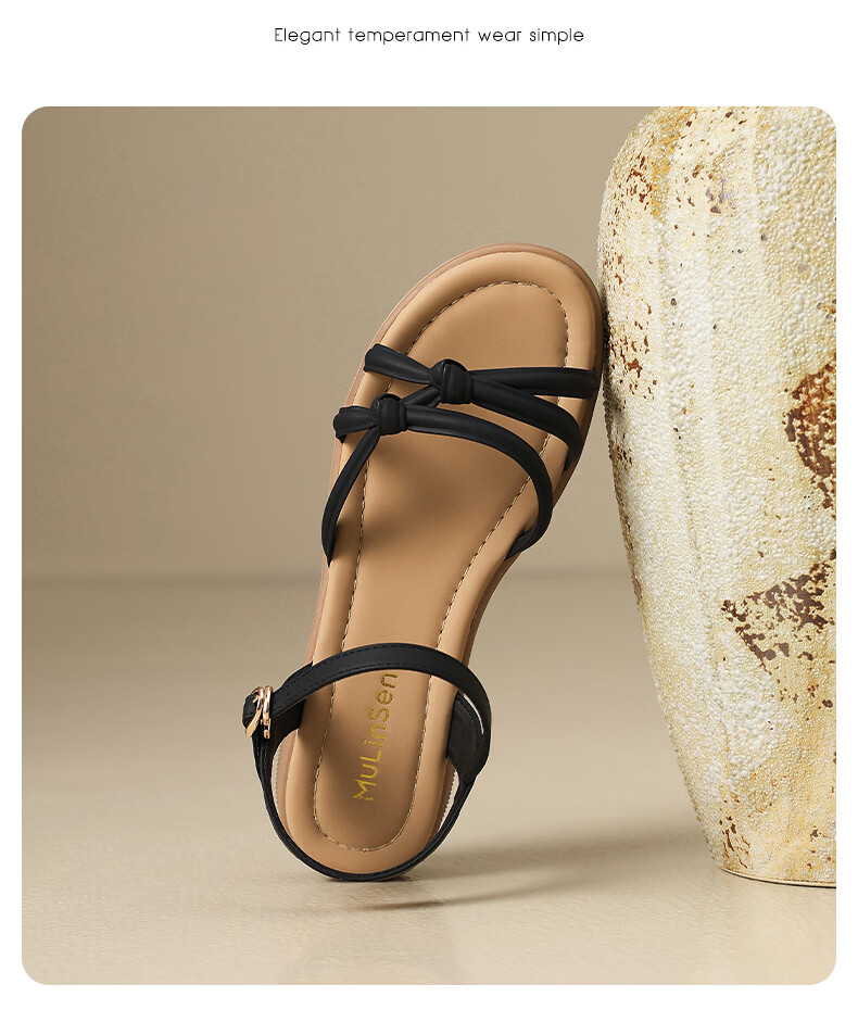MULINSEN Women's New Commuter Elegant Roman Sandals Breathable Lightweight Summer Sandals Coffee Size 35 18