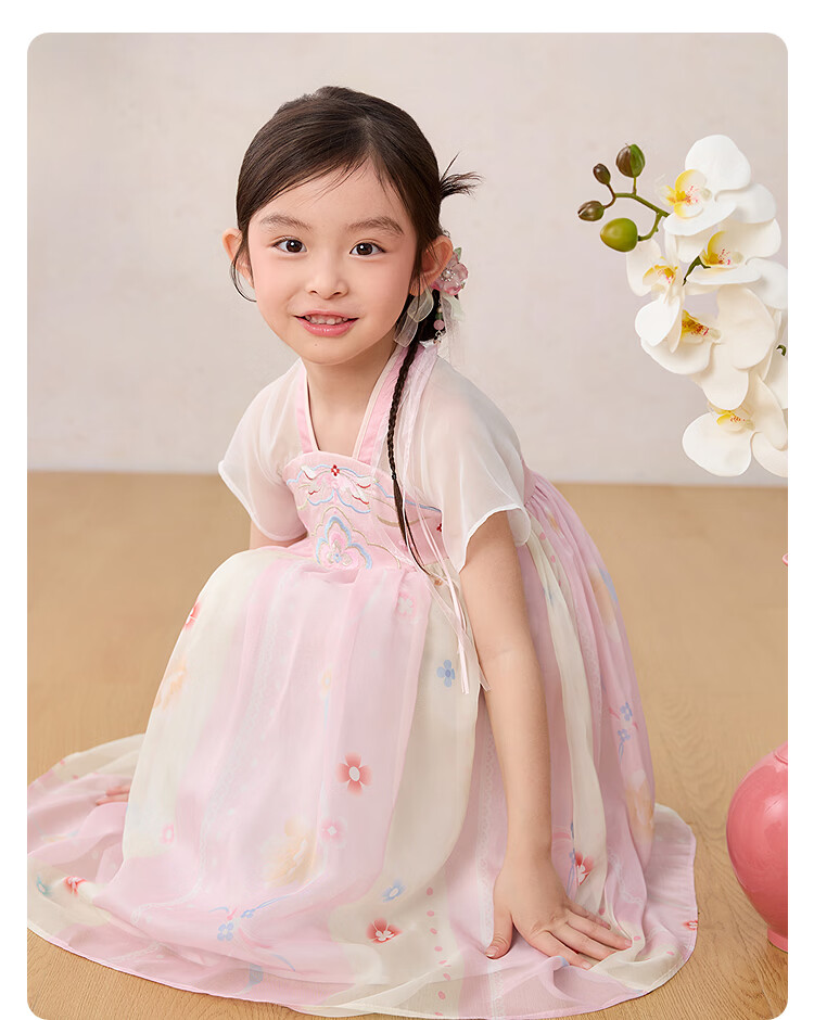 Balabala Kids Dress Children's Skirt 2026 Summer New Girls Baby Chinese Style Hanfu Ru Skirt Traditional Performance Costume 25