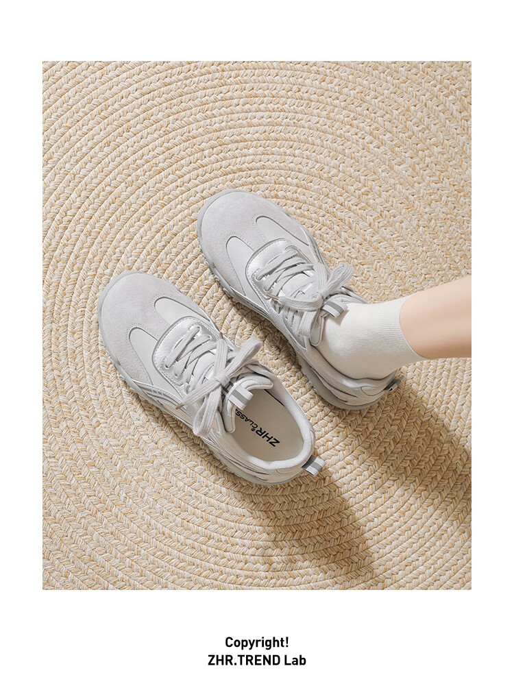 ZHR First Layer Pigskin Training Shoes Women 2026 New Height Increasing Sports Casual Shoes QS107 Beige Size 38 6