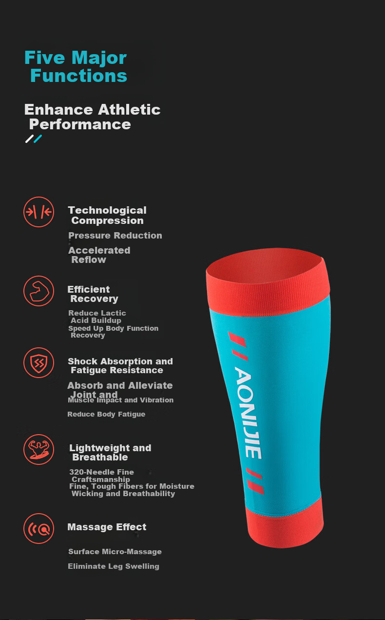 AONIJIE Sports Running Calf Sleeves Leg Guards Knee Support Breathable Elastic Compression for Muscle Strain Jogging 2