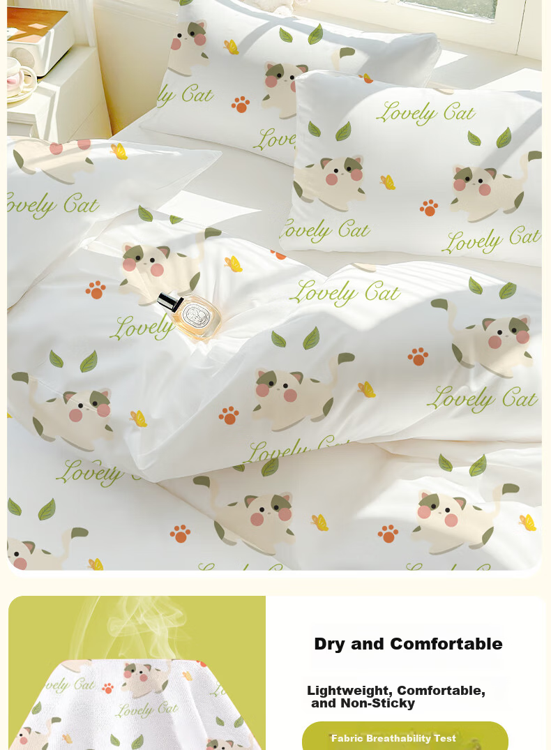 Qihaiqiu Disposable 4-Piece Bedding Set Thickened Sheet and Duvet Cover Portable Double Hotel Travel Business Use [Little Green Rabbit] 6
