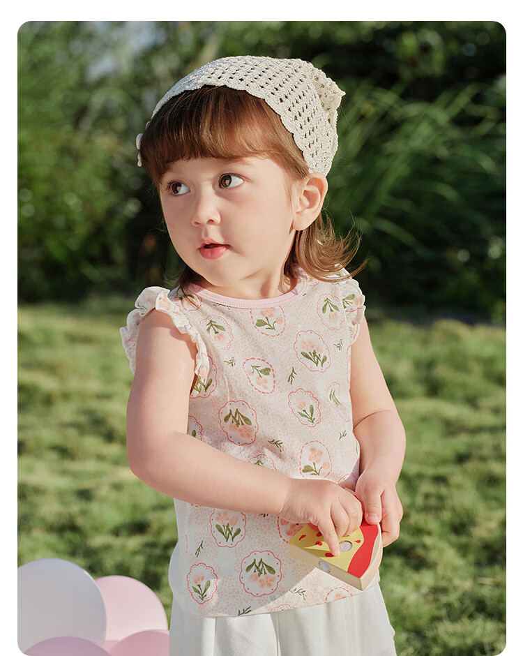 BALABALA Baby Vest, Infant Top, 2026 New Summer Two-Piece Set, Breathable Comfortable Sweat-Absorbing T-Shirt, Pure Cotton Cute Desig 12