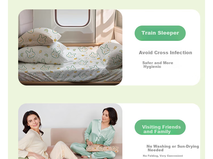 Guxu Disposable 4-Piece Bedding Set Cotton Duvet Cover Pillowcase Sheet Hotel Travel Thickened Protective Set 1 Pack 5