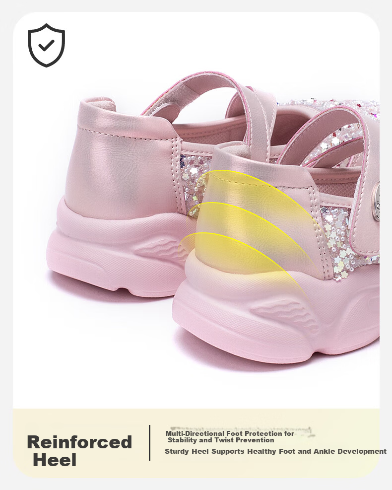 Follow Me Girls' Sports Shoes, Spring And Autumn Soft Sole Non-Slip Breathable Casual Shoes for Children, Pearl Pink, Size 34 6