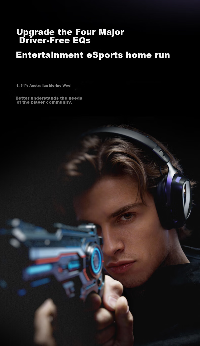 XIBERIA K06S Quad-Mode Smart Display Gaming Headset Bluetooth Wireless Over-Ear Dual-Mode Same-Frequency Mixing Support Play While Charging Esports Delta Black [Recommended by Xiaodingdang] 16