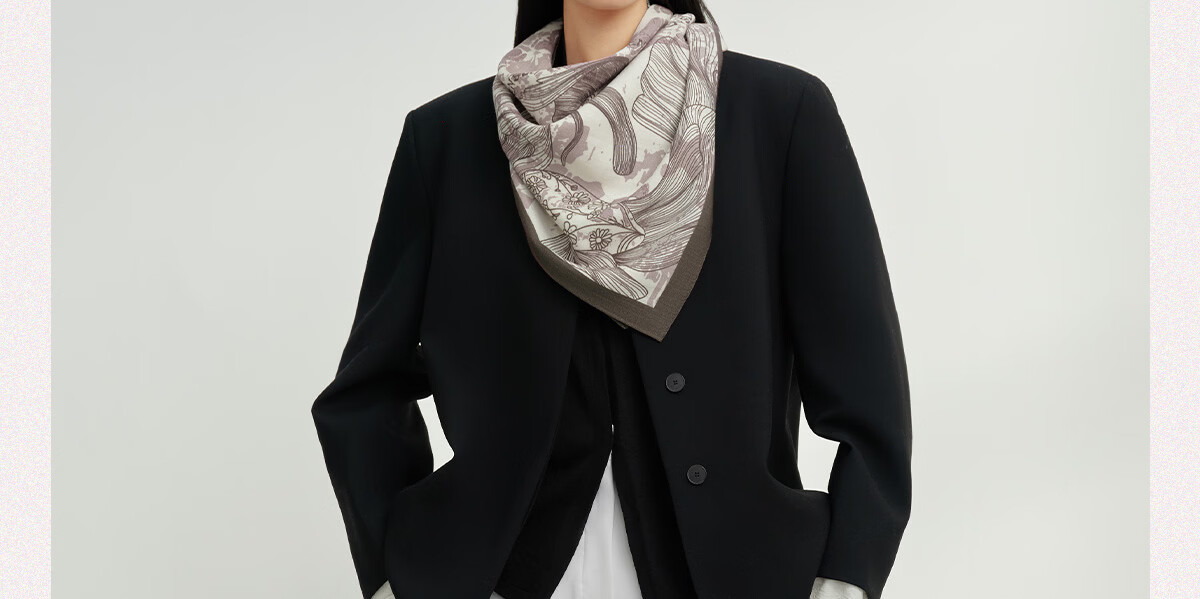 Wanshili Double-Sided Printed Silk Wool Scarf 2025 New Style Birthday New Year Gift for Mom Shawl Outerwear - Suo Qingqiu 23