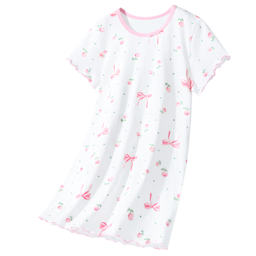 Yiershuang Children's Nightgown Girls Summer Homewear Cotton Cool Air-Conditioned Dress for Older Kids and Teens