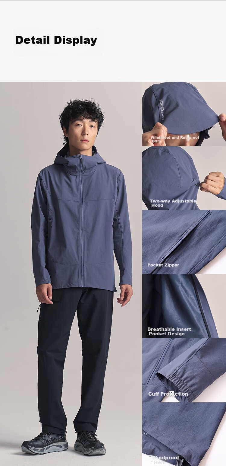 JD Jingzao Spring Windproof Beast 500 Cordura Softshell Pants Durable Outdoor Three-Proof Men's Pants Mist Blue XL 11