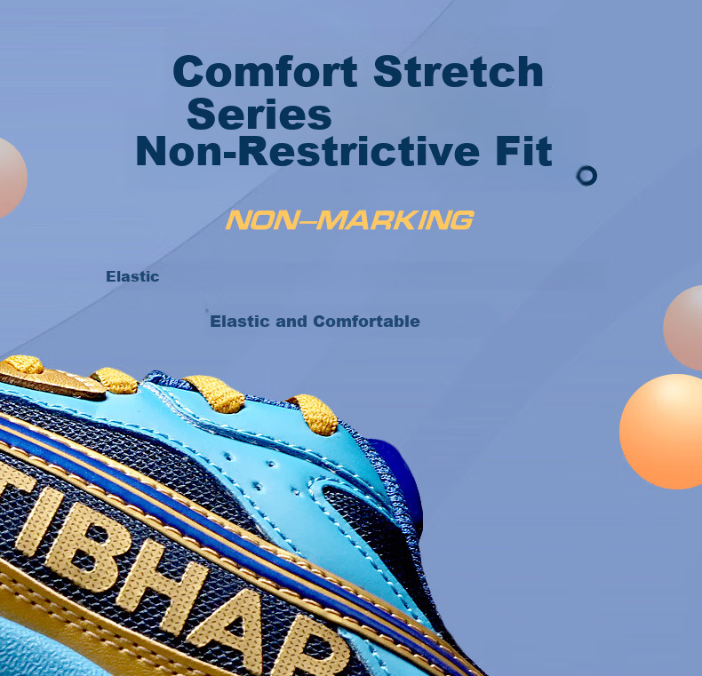 TIBHAR Professional Breathable Durable Table Tennis Shoes for Men and Women 01918 Blue Gold Size 37 6