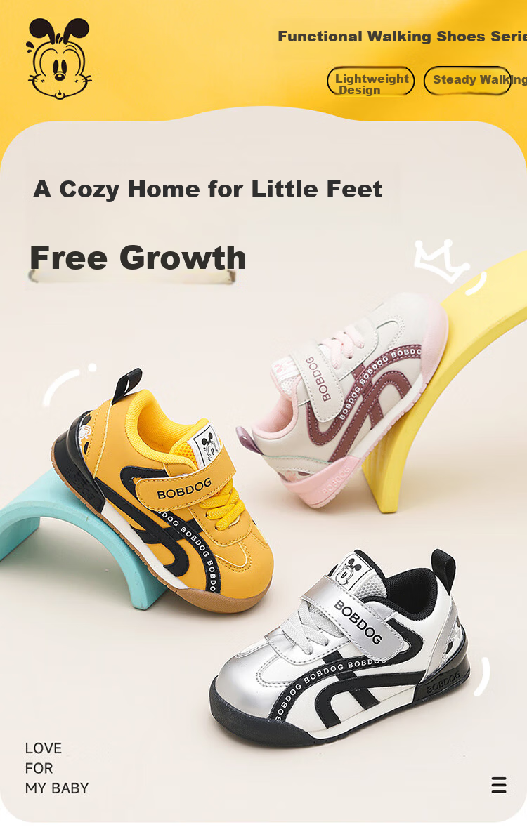 BOBDOG Boys' Autumn Comfortable Fashion Toddler Walking Shoes Lightweight Soft Sole Functional Shoes 101353176 Silver/Black Size 25 1
