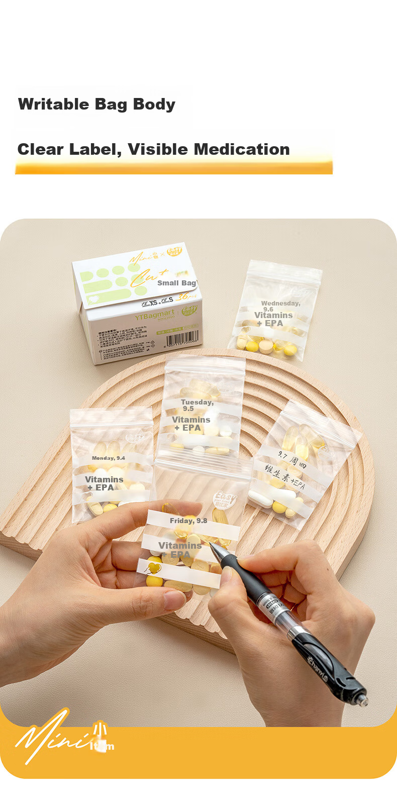 Eyoujia Antibacterial Medicine Dispensing Bags 108pcs Portable Pill Box Sealed Moisture-Proof Medicine Storage Bags with Zipper 8