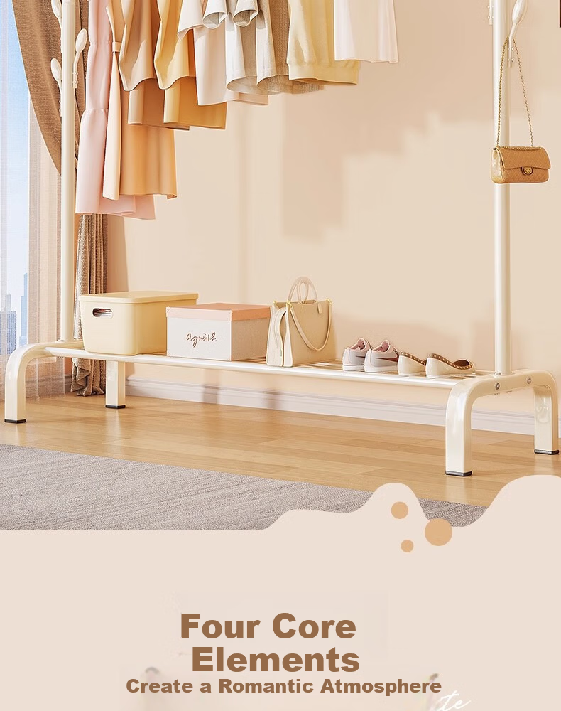 Chibilun Floor Standing Coat Rack Bedroom Clothes Hanger Balcony Home Storage Organizer Indoor Simple Drying Rod 3