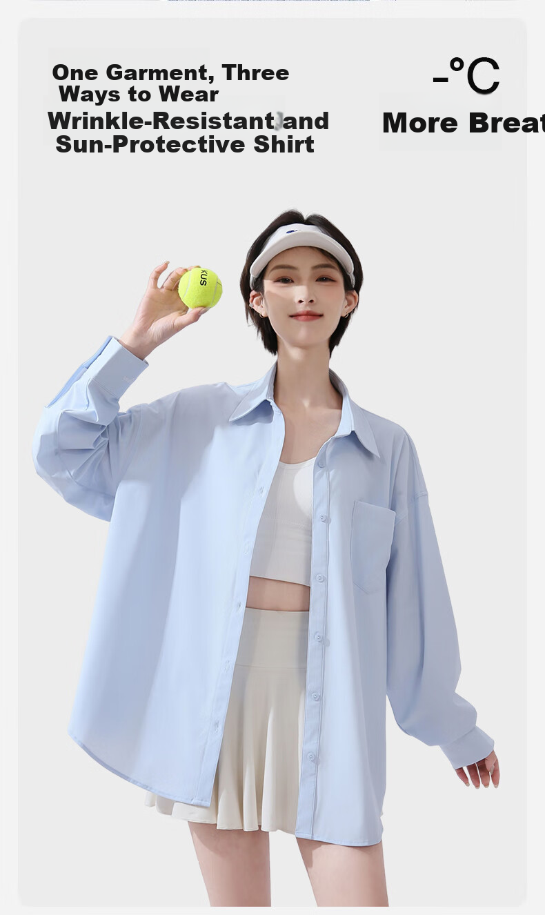 Combo Loose-Fit Sun Protection Shirt for Women, UV-Resistant Office and Outdoor Sports Ice Silk Sunscreen Top 1