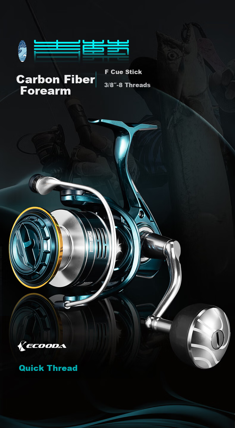 ECOODA Blue Weave Carbon Fiber Left-Right Convertible Fishing Reel Offshore Boat Fishing Reel Iron Plate Sea Fishing Reel Metal 4000 1