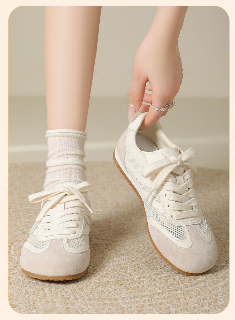Zhuoshini Women's Mesh Breathable Flat Casual Sneakers Versatile Sports Shoes White Size 38 10