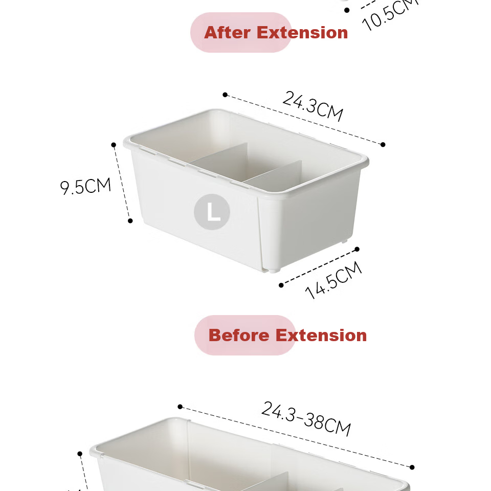 Jicang Extendable Drawer Storage Box, Desktop Organizer, Right-Angled Miscellaneous Office Stationery Storage Box, Sorting Container 14