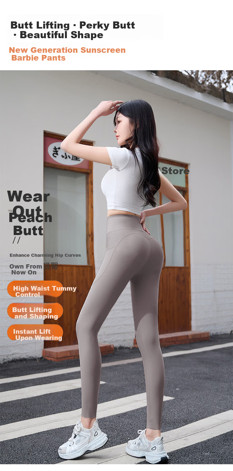 LangSha Spring Summer New High-Waist Tummy Control Butt-Lifting Shark Pants Micro Compression Slimming with Pockets Fashion Outer Yoga Shark Pants 4