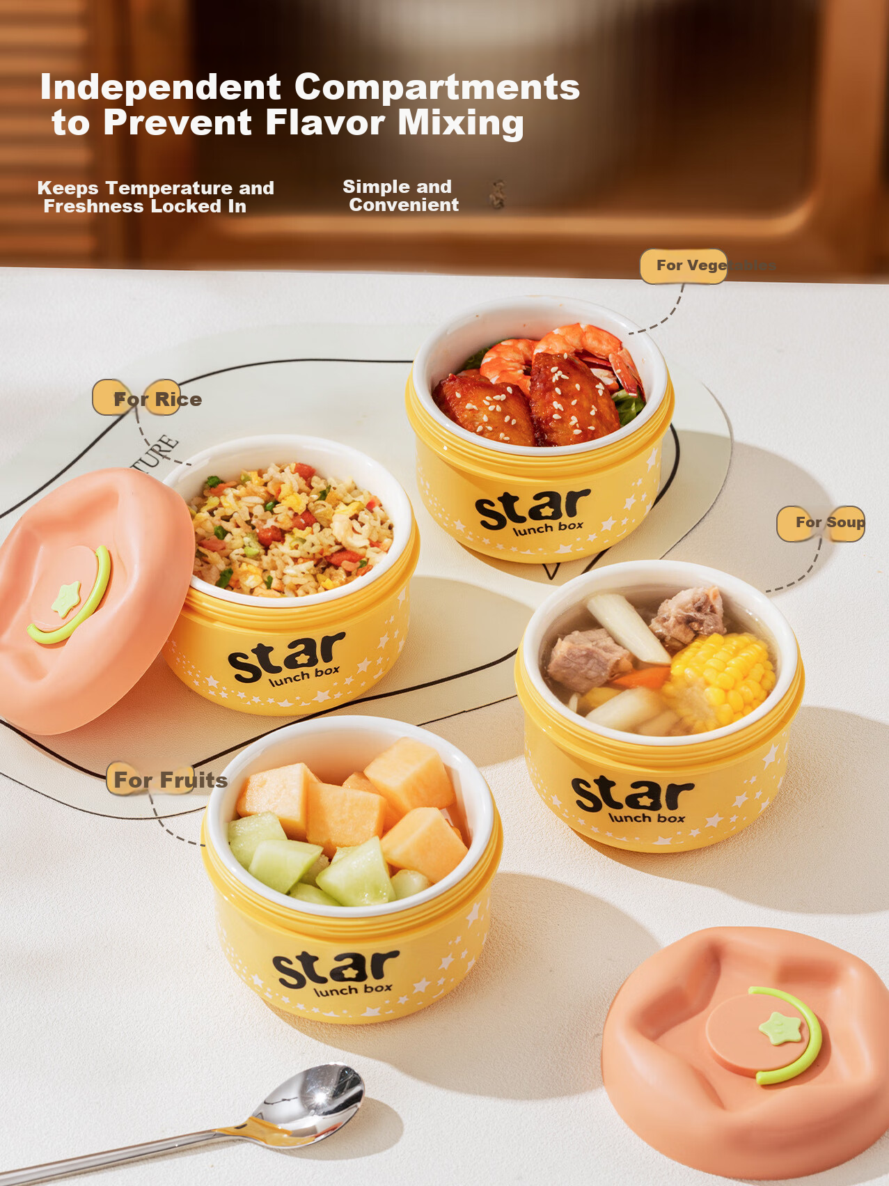 TREEJACK Ceramic Inner Thermal Lunch Box Microwave Safe Fresh-Keeping Box 2025 New Stylish Bento Box for Office Workers 4