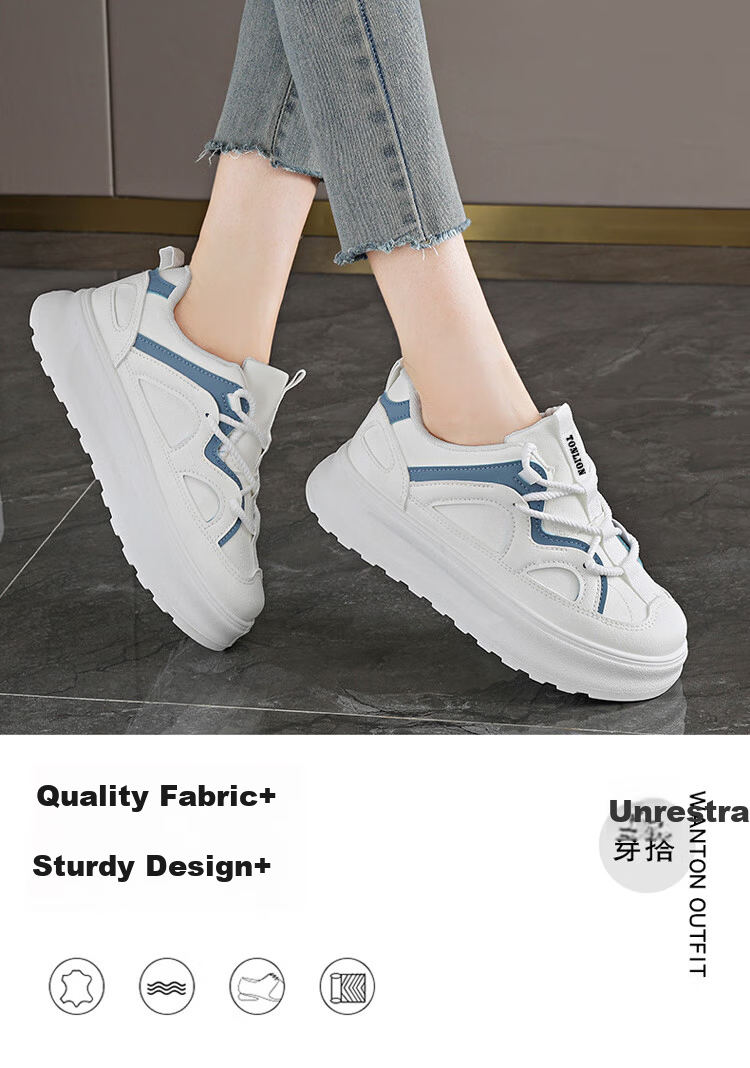 TonLion Women's Shoes Spring Summer 2026 Fashion Thick Sole Casual Sports Sneakers Versatile Beige Size 35 12