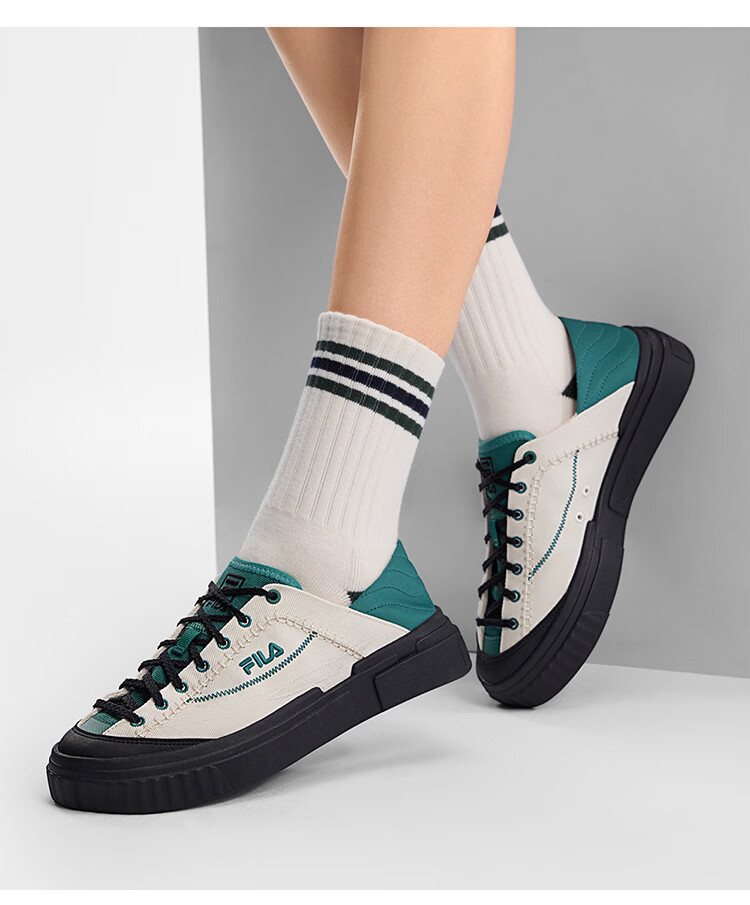 FILA LOOP 1S Women's Canvas Shoes Colorful Terraced White Slip-On Spring Summer Casual 43
