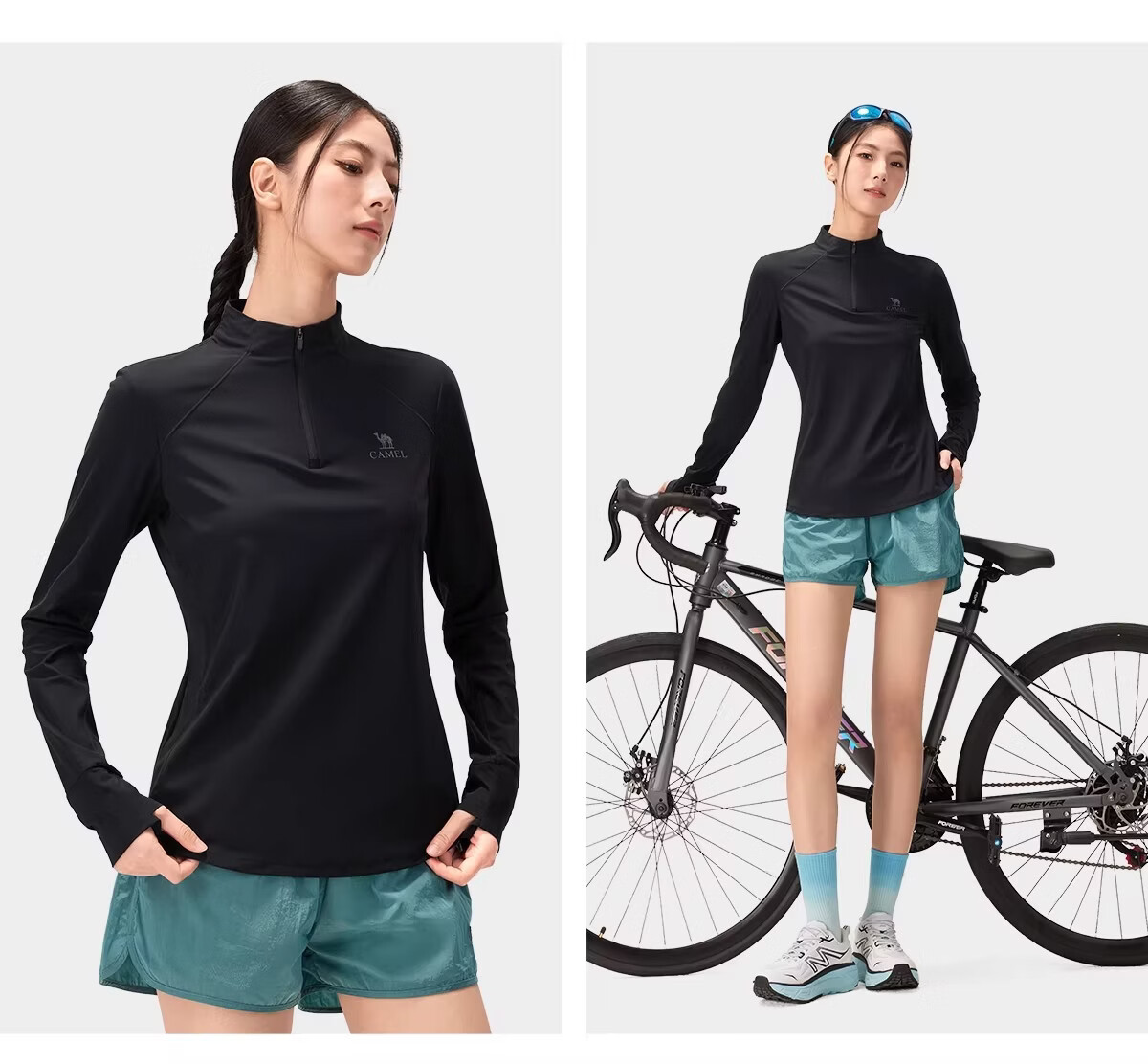 CAMEL Outdoor Quick-Dry T-Shirt Unisex Spring 2026 Long Sleeve Stand Collar Stretch Cooling Breathable Sweat-Wicking Sun Protection Top 1050 27