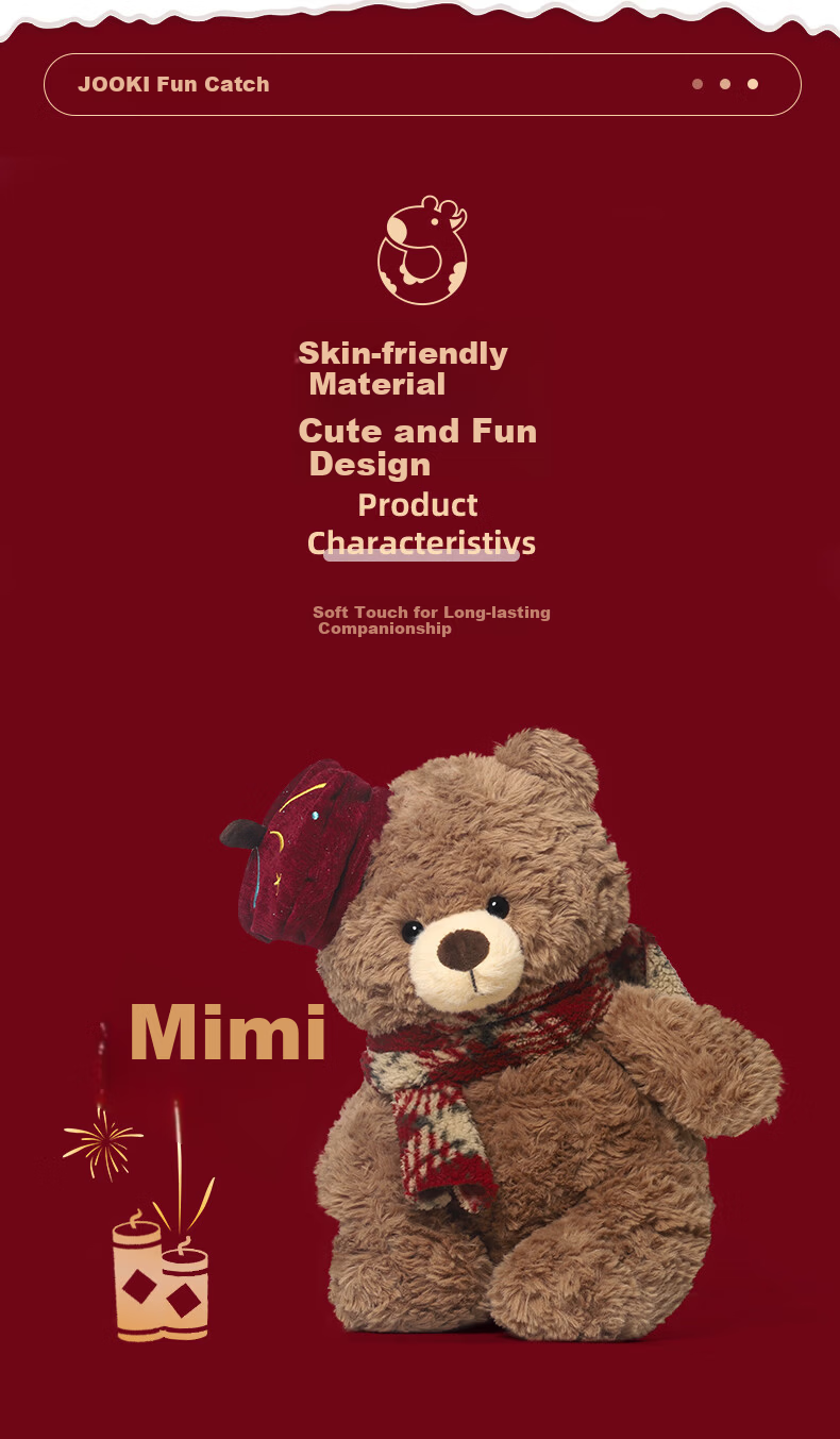 Zhuoqu Christmas Bear Nina Plush Toy Cute Doll Premium Sleep Companion Pillow Plushie Table Buddy Girls Gift 3