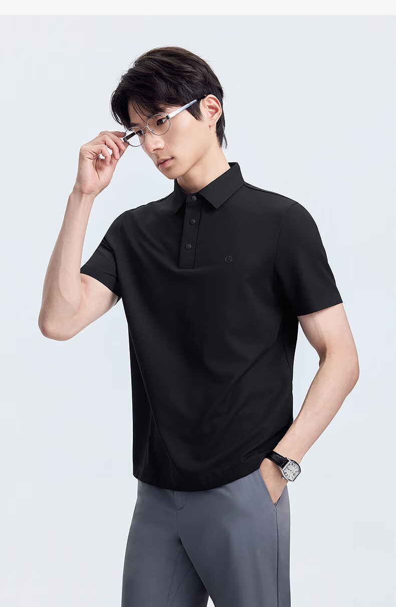 Goldlion [Yunbingge] Men's Short Sleeve Cooling Polo Shirt 2026 Spring Summer Multicolor Waffle Collar Khaki Green - 64L 13
