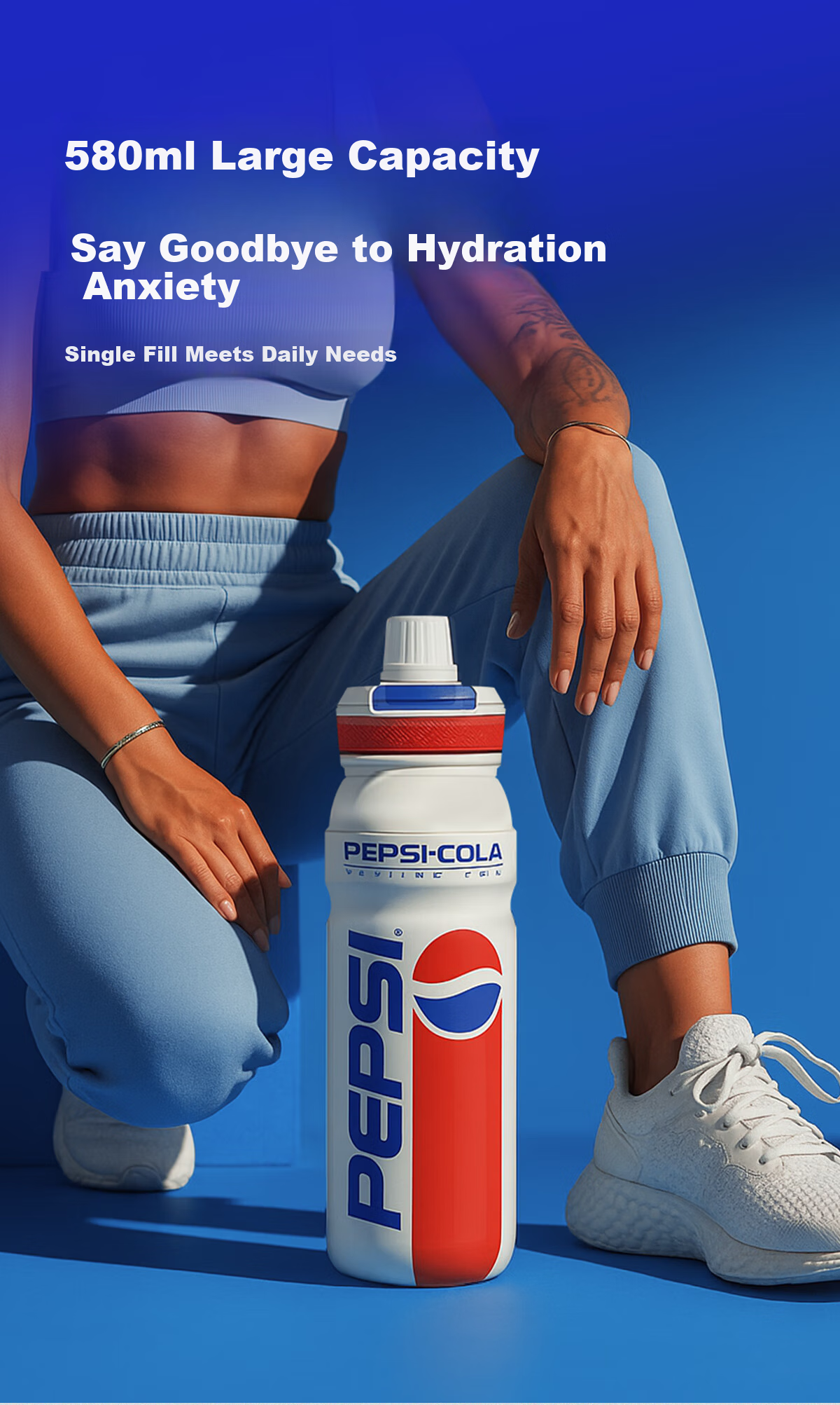 PEPSI Insulated Tumbler 316L Stainless Steel Straw Cup Outdoor Sports Water Bottle Portable Travel Cooler Cup Badge Pearl White 16