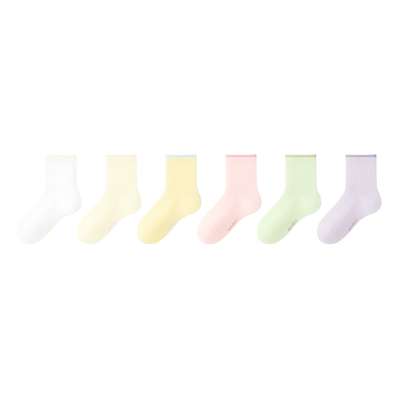 Mianzhuwu Children's Socks Girls Spring Summer Thin Breathable 100% Pure Cotton A-Class Cute Seamless Student Mid-Calf Socks 5 Pairs