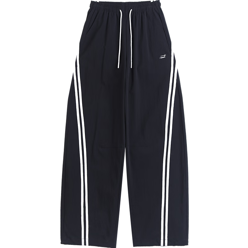 Demana Slimming Casual Pants Spring Sports Color-Block Double Stripe Drawstring Elastic Waist Straight-Leg Concealing Trousers for Women Premium