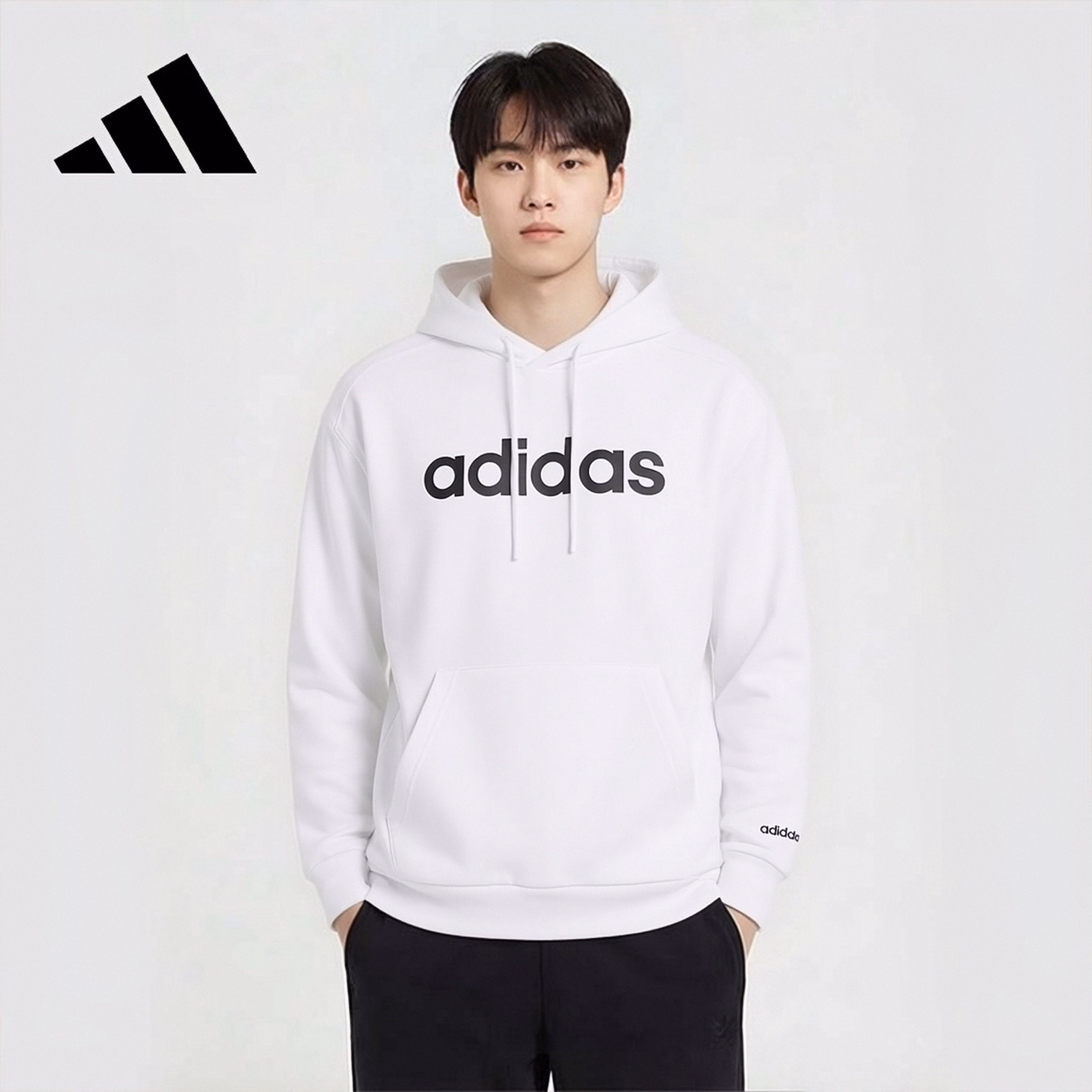 Adidas Men's Pullover Trendy Windproof Fashion Knit Hoodie JF3319