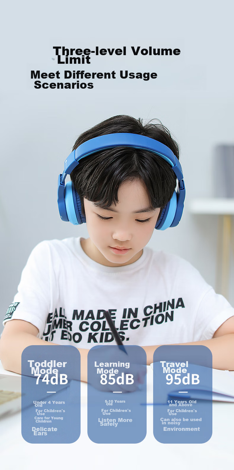 Tribit, Children's Headphones, Student Learning Online Class Headphones, Low Decibel Children's Earphones with Microphone, Birthday Gift 4