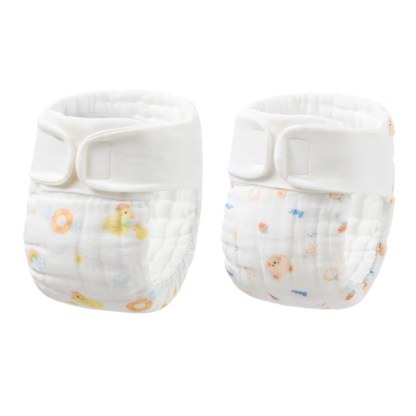 Betis Baby Washable Newborn Diaper Mustard Seed Leak-Proof Time+Fruit Bear 4-Pack L Size