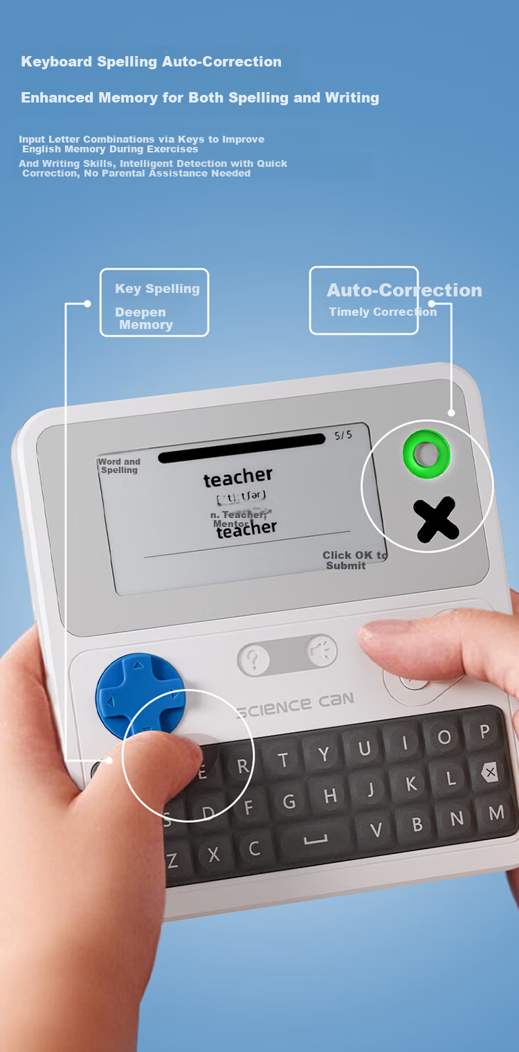 Science Can Natural Reading English Word Machine with Real-Person Pronunciation, Vocabulary Memorization Tool, Ink Screen Learning Machine, Synchronized Textbook for Primary, Middle And High School Students, Gift for College Students 3