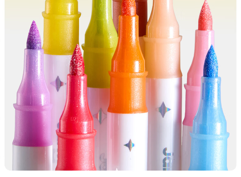 Melo Childhood Glitter Double-Ended Dual-Color Markers Children's Colored Watercolor Pens with Glitter for Journaling, Handwritten Reports, Drawing 48-Color Soft Tip Art Sparkling Flashing Fluorescent 5