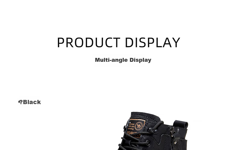 Camel Brand Martin Boots Outdoor Casual Work Boots British Style Motorcycle Men's Shoes P14W342602 Black 39 27