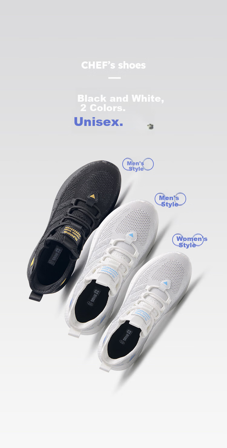 Chudun Chef Shoes Non-Slip Autumn Breathable Oil-Resistant Kitchen Restaurant Work Durable Unisex Black Size 42 5