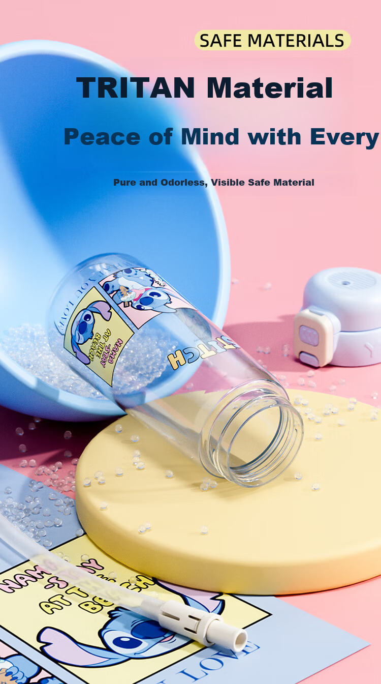 Disney Kids Double Spout Durable Plastic Water Bottle Large Capacity Summer Student School Drinking Cup 4
